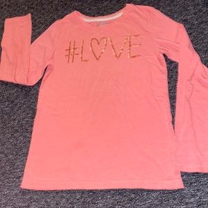 kids girls pink/coral #love long sleeve t shirt